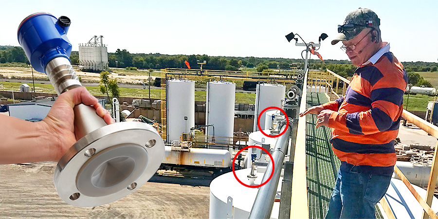 Sensor de nivel de líquido por radar para tanques de ácido hidrofluórico