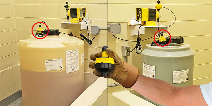 Sensor de nivel de líquido por ultrasonidos para tanques de alimentación de productos químicos municipales