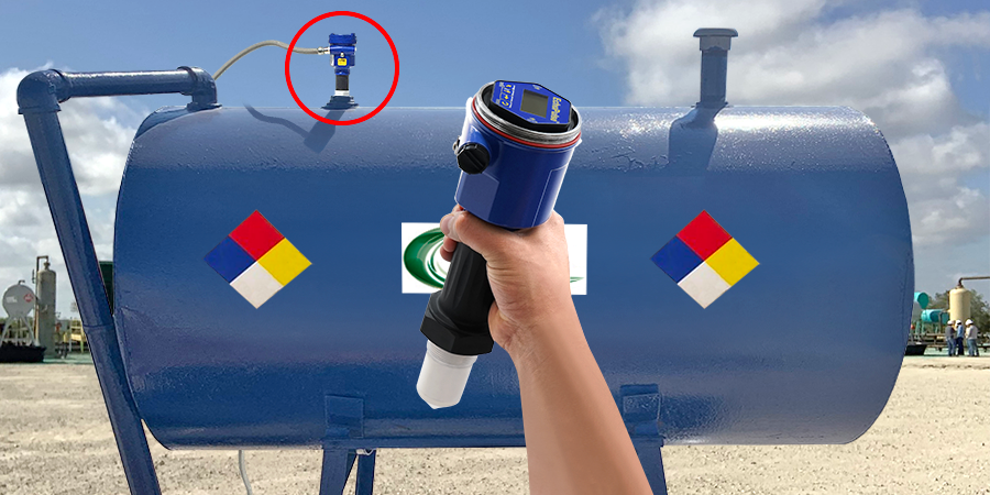 Sensore di livello liquido radar per serbatoi di lubrificazione in campo petrolifero
